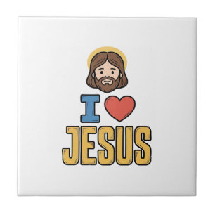 Vintage I Love Jesus Christian Graphic Tile