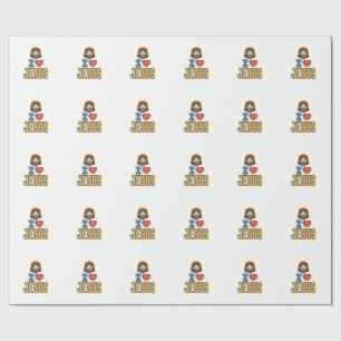 Vintage I Love Jesus Christian Graphic Wrapping Paper