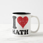 Vintage I Love Math Two-Tone Coffee Mug<br><div class="desc">Let everyone know how much you love math with this vintage style mug that reads,  "I Heart (Love) Math" in a bold black font with a heart. Design is distressed for a vintage look.</div>