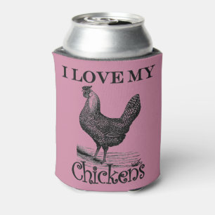 Vintage I love my chickens Can Cooler