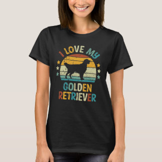 Vintage I Love My Golden Retriever Dog Lover T-Shirt