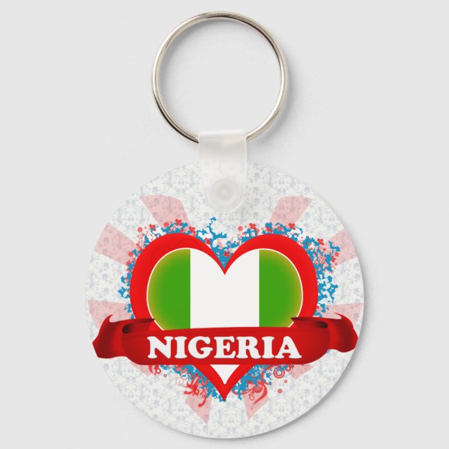 Vintage I Love Nigeria Key Ring (Front)