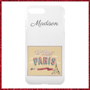 Vintage I Love Paris Travel Poster iPhone 8 Plus/7 Plus Case