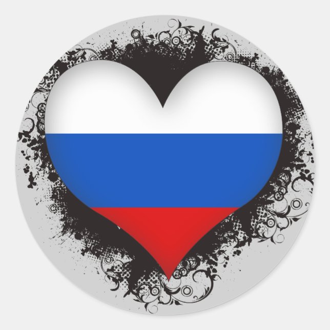 Vintage I Love Russia Classic Round Sticker (Front)