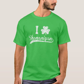 Vintage I Love Shenanigans Clover St Patrick’S Day T-Shirt