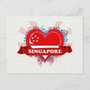 Vintage I Love Singapore Postcard