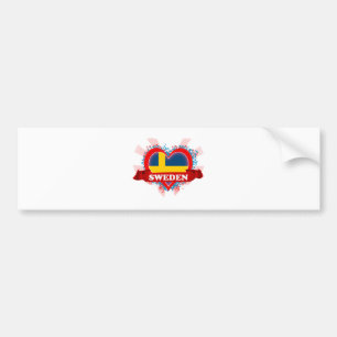 Vintage I Love Sweden Bumper Sticker