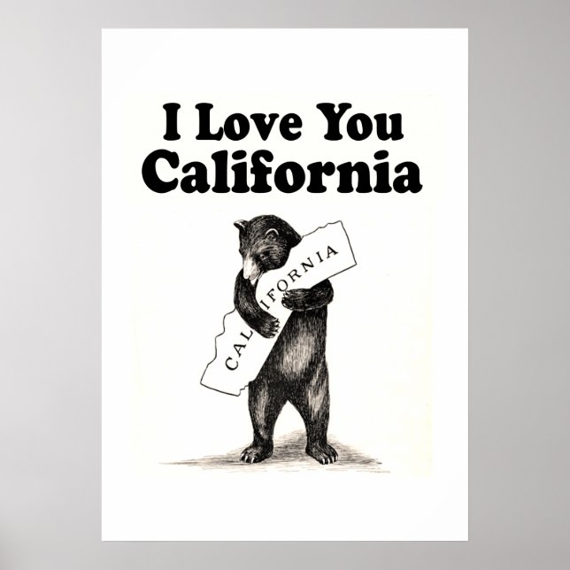 Vintage I Love You California Poster (Front)