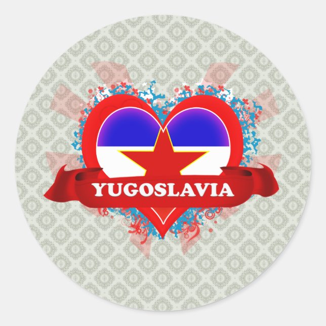 Vintage I Love Yugoslavia Classic Round Sticker (Front)