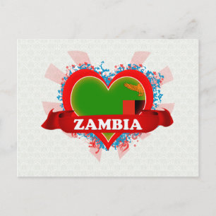 Vintage I Love Zambia Postcard