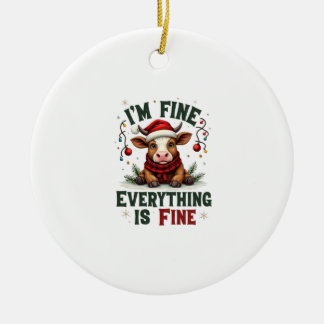 Vintage I’m Fine Everything Is Fine Highland Cow C Ceramic Tree Decoration