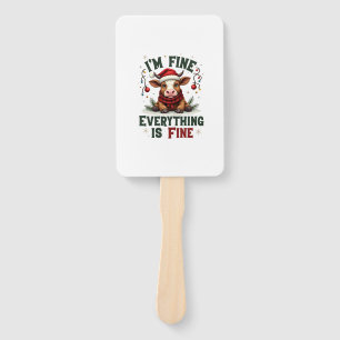 Vintage I’m Fine Everything Is Fine Highland Cow C Hand Fan