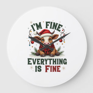 Vintage I’m Fine Everything Is Fine Highland Cow C Large Clock