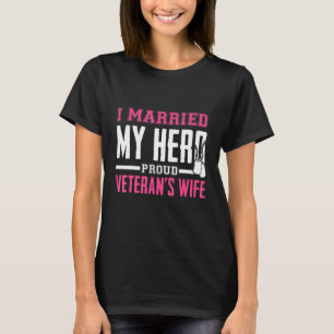Vintage I Married My Hero Veterans Wife T-Shirt