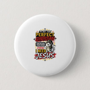Vintage I Need Jesus Christian T-Shirt Design_1 6 Cm Round Badge