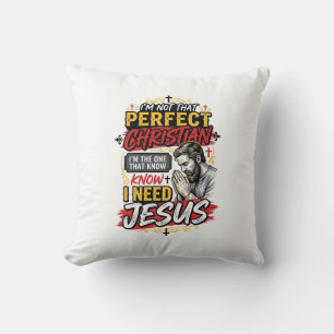 Vintage I Need Jesus Christian T-Shirt Design_1 Cushion