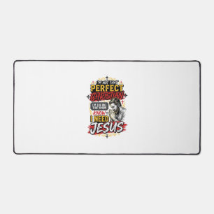 Vintage I Need Jesus Christian T-Shirt Design_1 Desk Mat