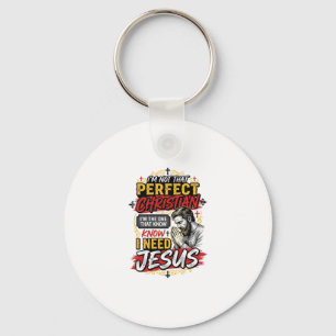 Vintage I Need Jesus Christian T-Shirt Design_1 Key Ring