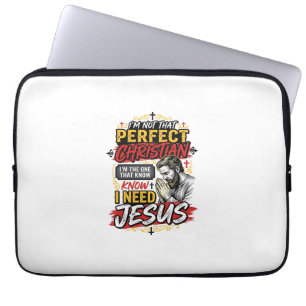 Vintage I Need Jesus Christian T-Shirt Design_1 Laptop Sleeve