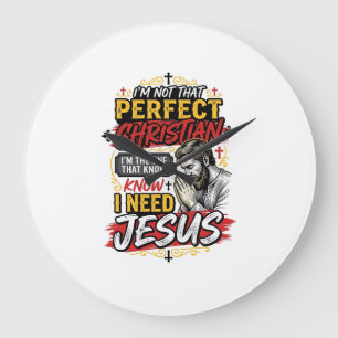 Vintage I Need Jesus Christian T-Shirt Design_1 Large Clock