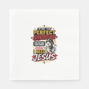 Vintage I Need Jesus Christian T-Shirt Design_1 Napkin