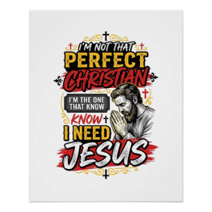 Vintage I Need Jesus Christian T-Shirt Design_1 Poster
