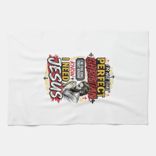 Vintage I Need Jesus Christian T-Shirt Design_1 Tea Towel