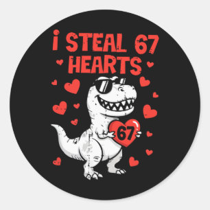 Vintage I Steal 67 Hearts Funny Six Seven Valentin Classic Round Sticker