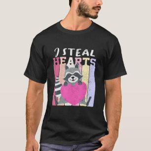Vintage I Steal Hearts Racoon Funny Valentines Tr T-Shirt