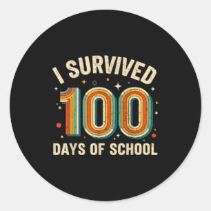 Vintage I Survived 100 Days Of School Students Tea Classic Round Sticker