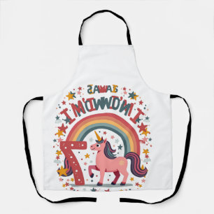 Vintage I Was 6 Now Im 7 Unicorn Birthday Shirt Cu Apron