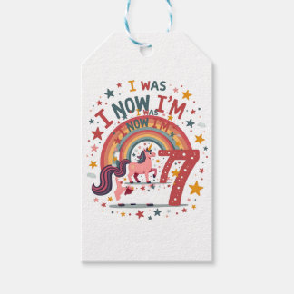 Vintage I Was 6 Now Im 7 Unicorn Birthday Shirt Cu Gift Tags