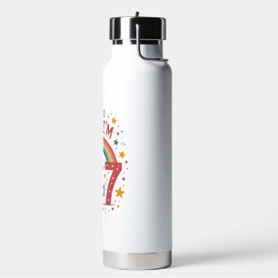 Vintage I Was 6 Now Im 7 Unicorn Birthday Shirt Cu Water Bottle