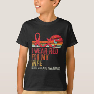Vintage I Wear Red For My Wife Heart Disease Aware T-Shirt