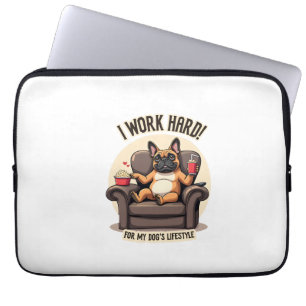 Vintage I Work Hard for My Dog's Lifestyle French  Laptop Sleeve