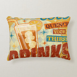 Vintage Ice Cold Drinks metal sign. vintage, soda, Decorative Cushion