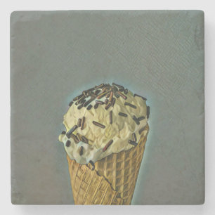 Vintage ice cream art stone coaster