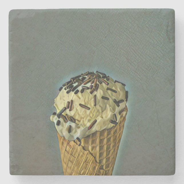 Vintage ice cream art stone coaster (Front)