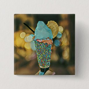 Vintage ice cream artwork 15 cm square badge