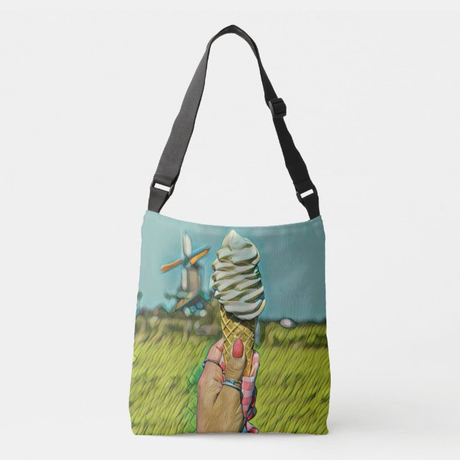Vintage ice cream artwork crossbody bag (Front)