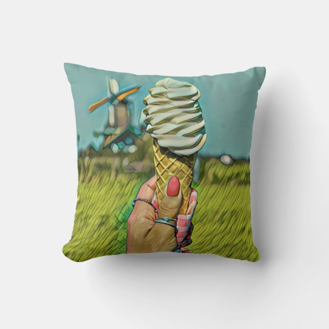 Vintage ice cream artwork cushion (Front)
