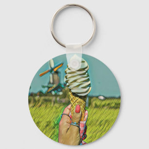 Vintage ice cream artwork key ring