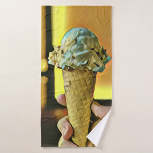 Vintage ice cream cone bath towel set