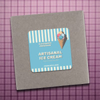 Vintage Ice Cream Cone Label Sticker