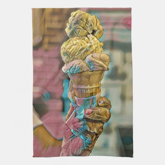 Vintage ice cream cone tea towel (Vertical)