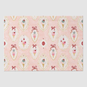 Vintage Ice Cream Delight Pattern Tissue Paper