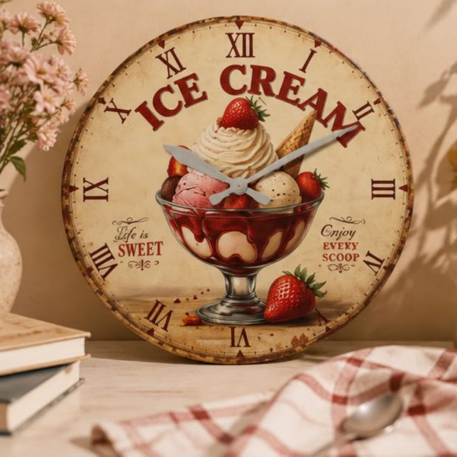 Vintage Ice Cream Large Clock (Creator Uploaded)