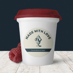 Vintage Ice Cream Made with Love Label Sticker