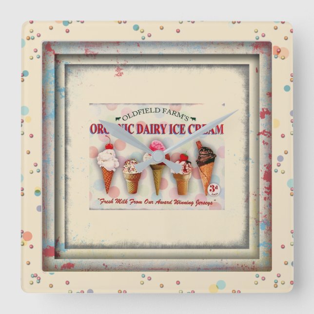 Vintage ice cream parlour sign clock (Front)