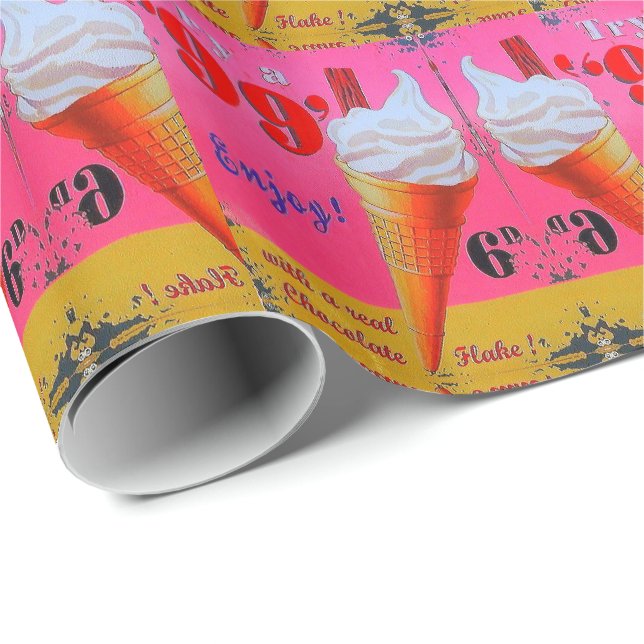 Vintage ice cream parlour sign wrapping paper (Roll Corner)